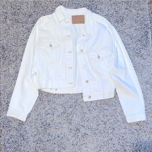 American Eagle White Denim Jacket Size L